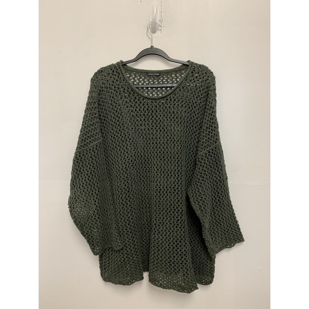 Eileen Fisher Open Knit Green Sweater XL